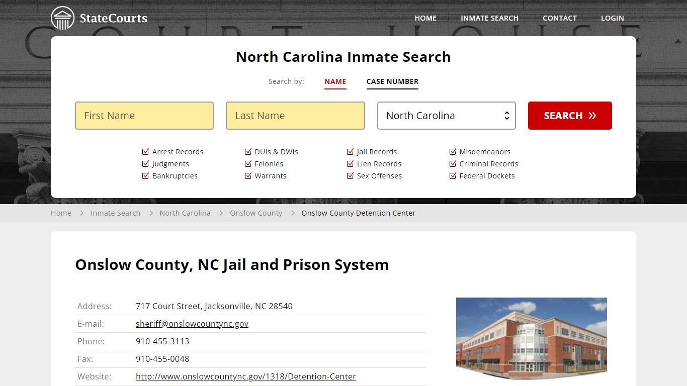 Onslow County, NC Jail and Prison System - State Courts